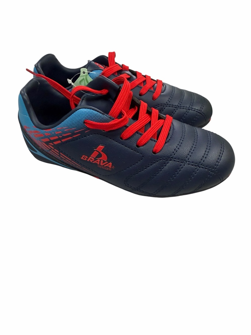 Kids Navy and Red Athletic Soccer Shoes - Picture 3 of 6